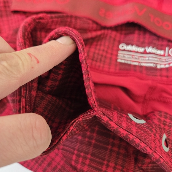 Outdoor Voices Move Free Red Legging Bra Pomegranate Red Plaid Compression Set M - Picture 9 of 17